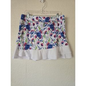 PGA Tour Woman’s White Floral Golf Skort Skirt Stretch Waist Size XL
